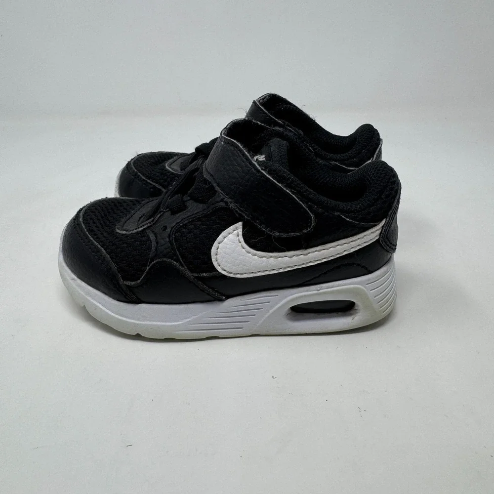 Nike Air Sneakers Black White Hook & Loop Mesh Low Top Toddler Size 6 C